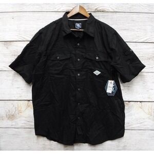Black Jack Shirt Mens 2XL Black w/ Stitched Accents Slim Fit Button‎ Front New